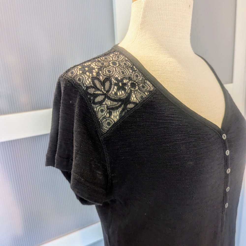 2/$10 Black Lace Trim T-Shirt